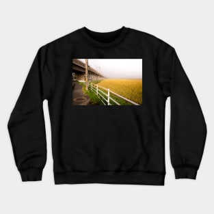 Japan Railway disappearing through a wall of fog after typhoon Crewneck Sweatshirt